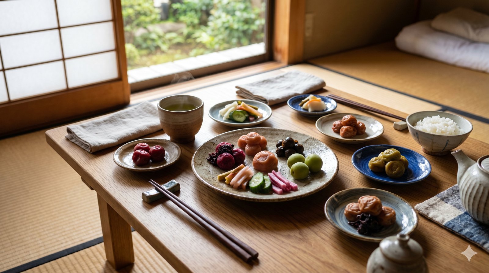 和室で楽しむ梅料理の食卓